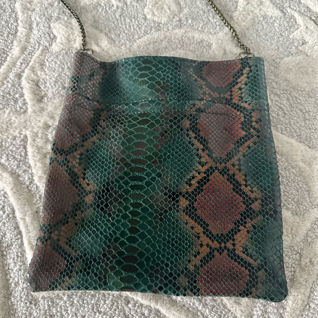 Free People Green And Brown Snake Print Women's Bag